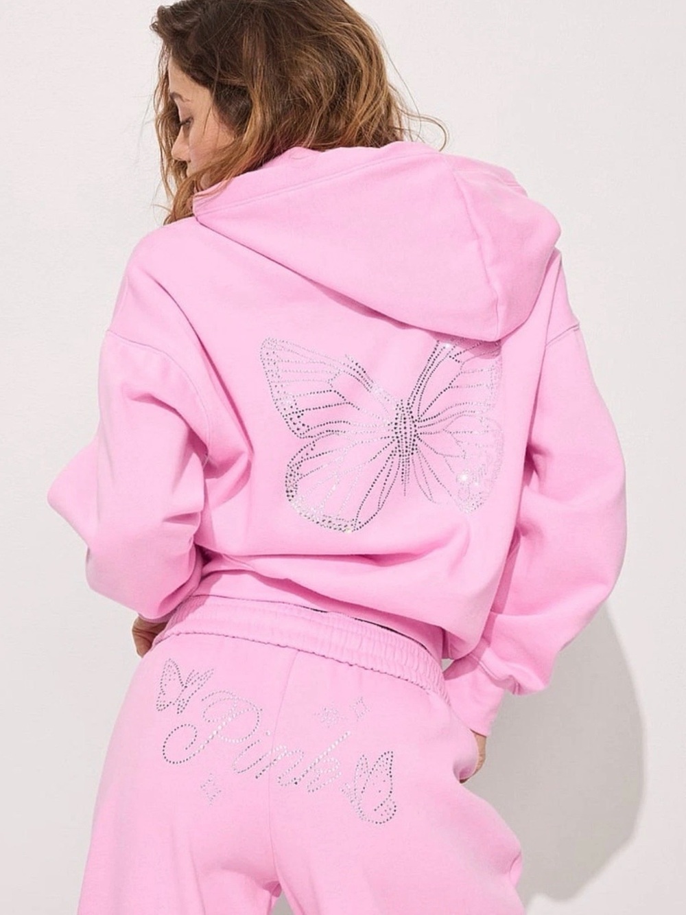 NEW VICTORIAS SECRET PINK BLING FULL ZIP HOODIE & LEGGINGS 2PC SET M~XL - Picture 9 of 9